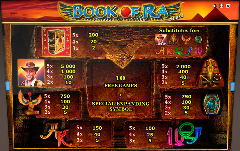 Экран автомата Book of Ra