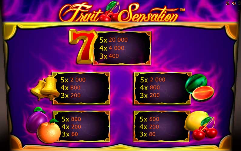 Экран автомата Fruit Sensation