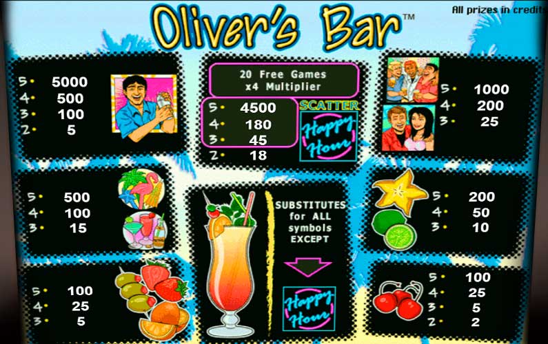 Экран автомата Olivers Bar